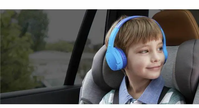 Alt view image 2 of 7 - Belkin Wireless Bluetooth On-Ear Headphones for Kids w/ Mic - 85dB Limit - w/ USB-C Cable - Headset - Blue - Stereo - Mini-phone (3.5mm) - Wired/Wireless - Bluetooth - On-ear, Over-the-head - Binaural