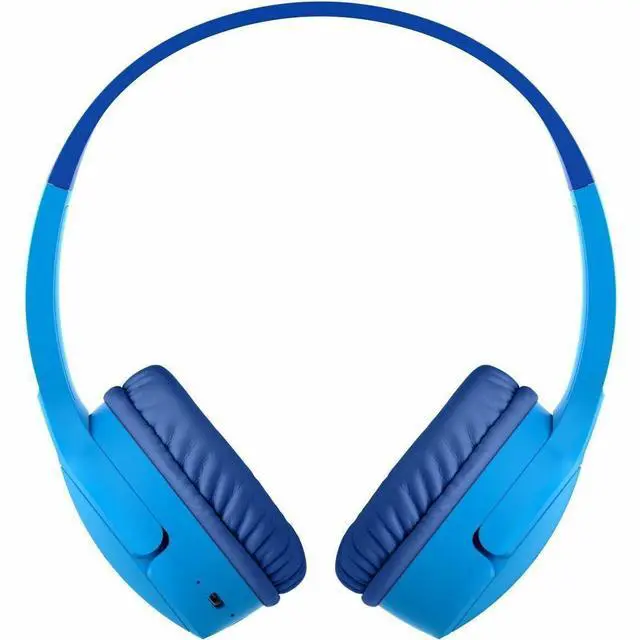 Alt view image 3 of 7 - Belkin Wireless Bluetooth On-Ear Headphones for Kids w/ Mic - 85dB Limit - w/ USB-C Cable - Headset - Blue - Stereo - Mini-phone (3.5mm) - Wired/Wireless - Bluetooth - On-ear, Over-the-head - Binaural