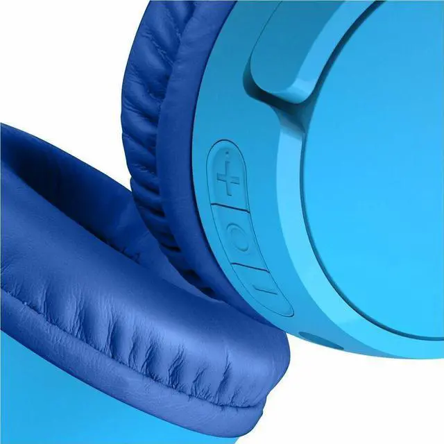 Alt view image 5 of 7 - Belkin Wireless Bluetooth On-Ear Headphones for Kids w/ Mic - 85dB Limit - w/ USB-C Cable - Headset - Blue - Stereo - Mini-phone (3.5mm) - Wired/Wireless - Bluetooth - On-ear, Over-the-head - Binaural