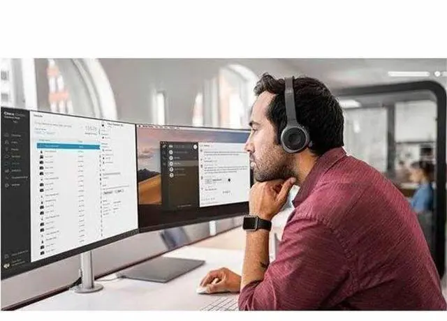 Alt view image 5 of 8 - Cisco 730 Wireless Dual On-ear Headset+Stand USB-A Bundle Carbon
