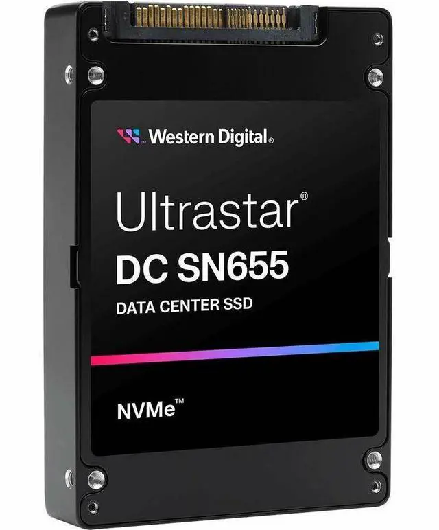 Alt view image 3 of 4 - WD Ultrastar DC SN655 WUS5EA176ESP7E3 7.68 TB Solid State Drive - U.3 15 mm Internal - U.3 (PCI Express NVMe 4.0) - Read Intensive - Server, Workstation Device Supported - 1 DWPD - 6800 MB/s Maximum R
