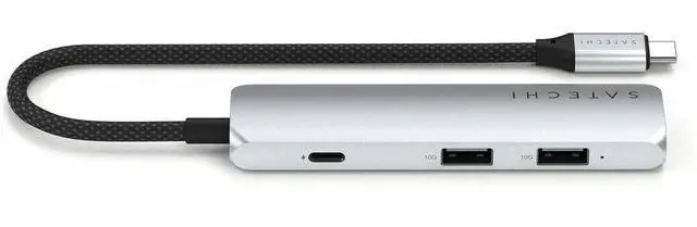 Alt view image 4 of 9 - Satechi 4-in-1 USB-C Slim Multiport Adapter 4K - for Smartphone, Tablet, Desktop PC, Notebook, Monitor - Charging Capability - USB Type C - 4K, 4K @ 60Hz - 3840 x 2160 - 3 x USB Ports - 2 x USB Type-A