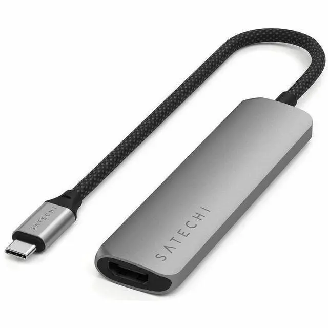Main image of Satechi 4-in-1 USB-C Slim Multiport Adapter 4K - for Desktop PC, Notebook, Tablet, Smartphone, Monitor - Charging Capability - USB Type C - 4K, 4K @ 60Hz - 3840 x 2160 - 3 x USB Ports - 2 x USB Type-A