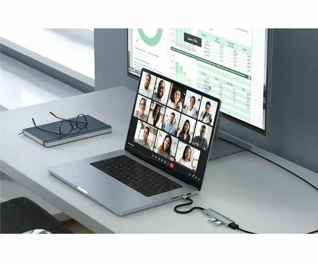 Alt view image 5 of 10 - Satechi 4-in-1 USB-C Slim Multiport Adapter 4K - for Desktop PC, Notebook, Tablet, Smartphone, Monitor - Charging Capability - USB Type C - 4K, 4K @ 60Hz - 3840 x 2160 - 3 x USB Ports - 2 x USB Type-A