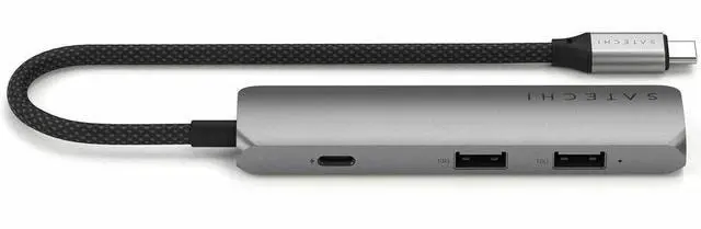 Alt view image 6 of 10 - Satechi 4-in-1 USB-C Slim Multiport Adapter 4K - for Desktop PC, Notebook, Tablet, Smartphone, Monitor - Charging Capability - USB Type C - 4K, 4K @ 60Hz - 3840 x 2160 - 3 x USB Ports - 2 x USB Type-A