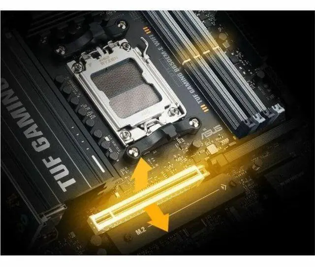 Alt view image 5 of 8 - ASUS TUF GAMING B650EM-E WIFI AMD B650 Micro-ATX Motherboard, 8+2+1 80A DrMOS Power Stages, DDR5, PCIe 5.0, Three M.2 Slots, WiFi 6, Realtek 2.5Gb Ethernet, DisplayPort, HDMI, Rear USB 10Gbps Type-C and Front USB 5Gbps Type-C Support