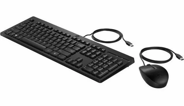 Alt view image 2 of 4 - HP 225 Wired Mouse and Keyboard Combo (AX2Y7AA) - USB Type A Plunger Cable Keyboard - English (US), English (Canada) - Black - USB Type A Cable Mouse - Red Tracking - 1200 dpi - 3 Button - Scroll Whee