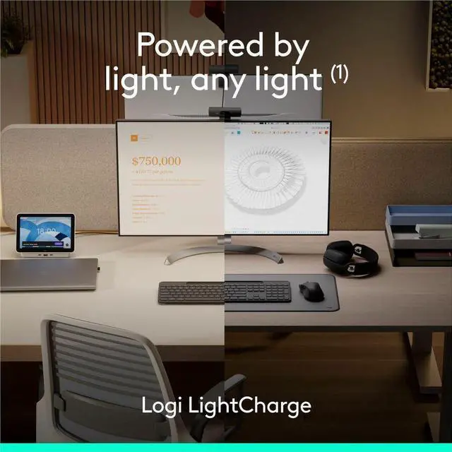 Alt view image 3 of 14 - Logitech Signature Slim Solar+ K980 for Business, Wireless Keyboard, Quiet Typing, Secure Receiver, Bluetooth, Windows, Mac - Graphite - Wireless Connectivity - Bluetooth/RF - 5.1 - 32.81 ft - 2.40 GH