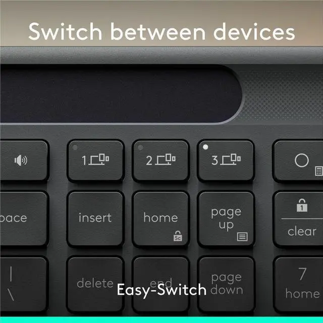 Alt view image 5 of 14 - Logitech Signature Slim Solar+ K980 for Business, Wireless Keyboard, Quiet Typing, Secure Receiver, Bluetooth, Windows, Mac - Graphite - Wireless Connectivity - Bluetooth/RF - 5.1 - 32.81 ft - 2.40 GH