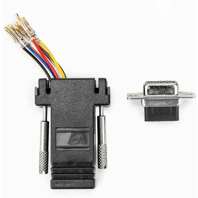 Alt view image 2 of 7 - Rocstor DB9 to RJ45 Modular Serial Adapter - Black - 1 x 9-pin DB-9 Serial - Female - 1 x RJ-45 Network - Female - Gold Connector - Gold Contact - Black