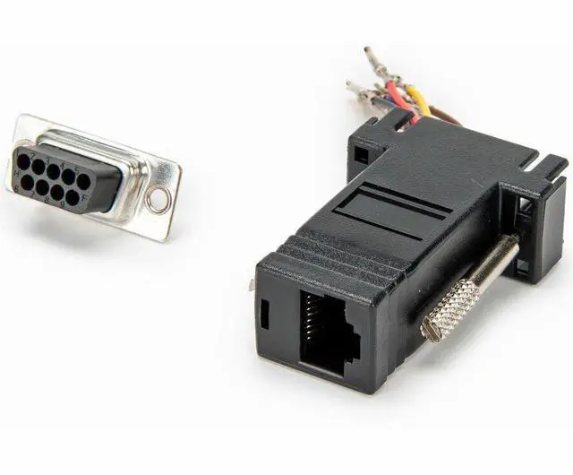 Alt view image 6 of 7 - Rocstor DB9 to RJ45 Modular Serial Adapter - Black - 1 x 9-pin DB-9 Serial - Female - 1 x RJ-45 Network - Female - Gold Connector - Gold Contact - Black