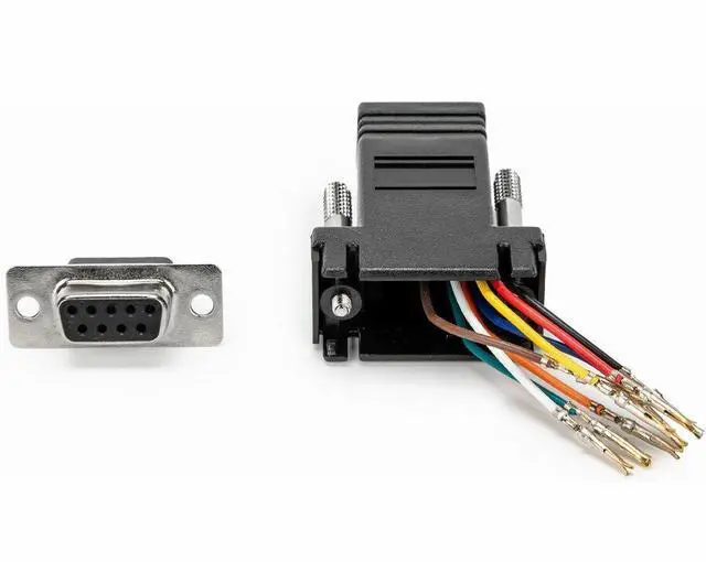Alt view image 5 of 7 - Rocstor DB9 to RJ45 Modular Serial Adapter - Black - 1 x 9-pin DB-9 Serial - Female - 1 x RJ-45 Network - Female - Gold Connector - Gold Contact - Black