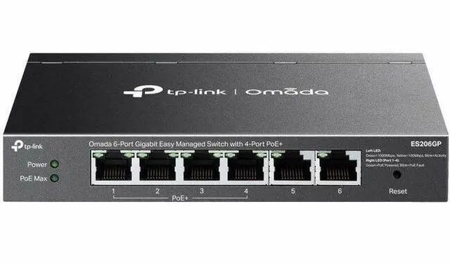 Main image of TP-Link Omada 6-Port Gigabit Easy Managed Switch with 4-Port PoE+ - 6 Ports - Manageable - Gigabit Ethernet - 10/100/1000Base-T - 2 Layer Supported - 65 W PoE Budget - Twisted Pair - PoE Ports - Black