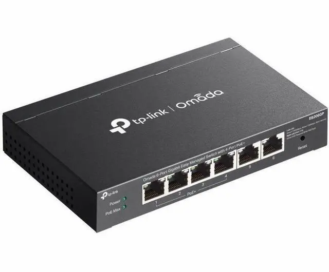 Alt view image 4 of 8 - TP-Link Omada 6-Port Gigabit Easy Managed Switch with 4-Port PoE+ - 6 Ports - Manageable - Gigabit Ethernet - 10/100/1000Base-T - 2 Layer Supported - 65 W PoE Budget - Twisted Pair - PoE Ports - Black