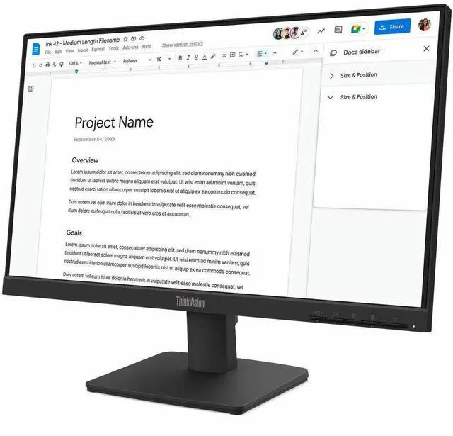 Alt view image 3 of 15 - Lenovo ThinkVision S22-4e 21.5" IPS Monitor - 1920x1080 - 100Hz Refresh Rate - 99% sRGB Color Gamut - HDMI 1.4 - VGA - Kensington Security Slot (64CBKAT6US)