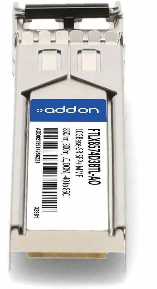 Alt view image 5 of 9 - AddOn Finisar® FTLX8574D3BTL Compatible TAA 10GBase-SR SFP+ Transceiver (MMF, 850nm, 300m, LC, DOM, -40 to 85C) | FTLX8574D3BTL-AO
