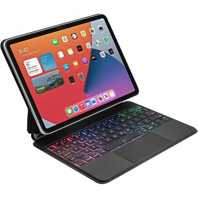 Alt view image 2 of 7 - Adesso Portable Keyboard/Cover Case for 10.9" to 11" Apple iPad Pro 11 (2018), iPad Pro 11 (2020), iPad Pro 11 (2021), iPad Pro 11 (2022), iPad Air (4th Generation), iPad Air (5th Generation