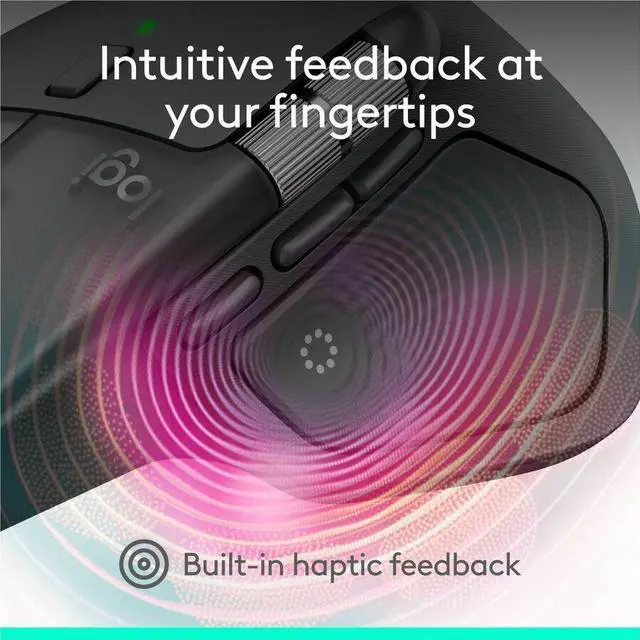 Alt view image 4 of 7 - Logitech MX Master 4 for Business, Wireless Mouse with Quiet Clicks, 8K DPI, MagSpeed Scrolling, Logi Bolt Receiver, Bluetooth, Actions Ring, Haptics, USB-C Charging - Graphite - Darkfield - Wireless