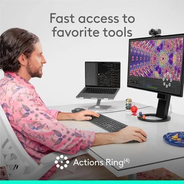 Alt view image 7 of 7 - Logitech MX Master 4 for Business, Wireless Mouse with Quiet Clicks, 8K DPI, MagSpeed Scrolling, Logi Bolt Receiver, Bluetooth, Actions Ring, Haptics, USB-C Charging - Graphite - Darkfield - Wireless