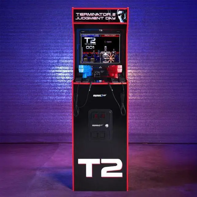 Alt view image 2 of 7 - Arcade1Up Terminator 2 Deluxe Arcade Machine - 17" Color Screen - Real-Feel Arcade Light Guns - Wi-Fi Leaderboards - 1 Classic Game & Behind the scenes footage - Perfect for at-Home Gaming
