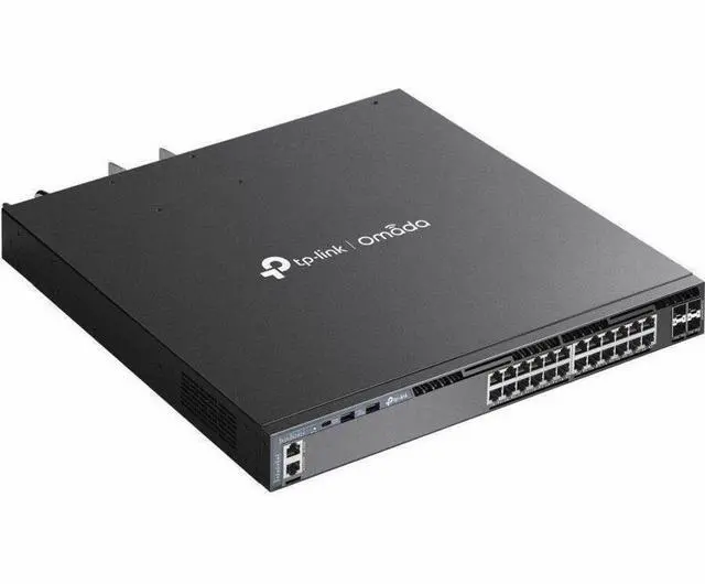 Alt view image 3 of 12 - TP-Link Omada 24-Port Gigabit Stackable L3 Managed PoE+ Switch with 4 10G Slots - 25 Ports - Gigabit Ethernet, 10 Gigabit Ethernet - 10/100/1000Base-T, 10GBase-X - 3 Layer Supported - 916.60 W Power C