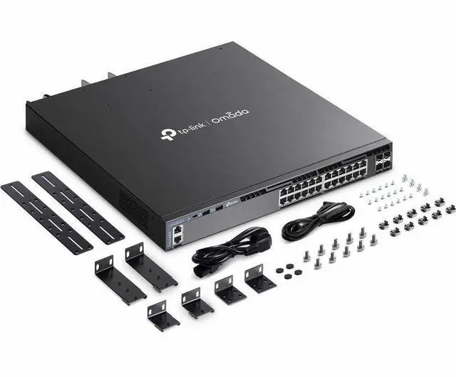 Alt view image 5 of 12 - TP-Link Omada 24-Port Gigabit Stackable L3 Managed PoE+ Switch with 4 10G Slots - 25 Ports - Gigabit Ethernet, 10 Gigabit Ethernet - 10/100/1000Base-T, 10GBase-X - 3 Layer Supported - 916.60 W Power C