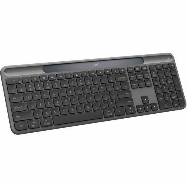 Alt view image 8 of 14 - Logitech Signature Slim Solar+ Wireless Bluetooth Keyboard Graphite 920013755
