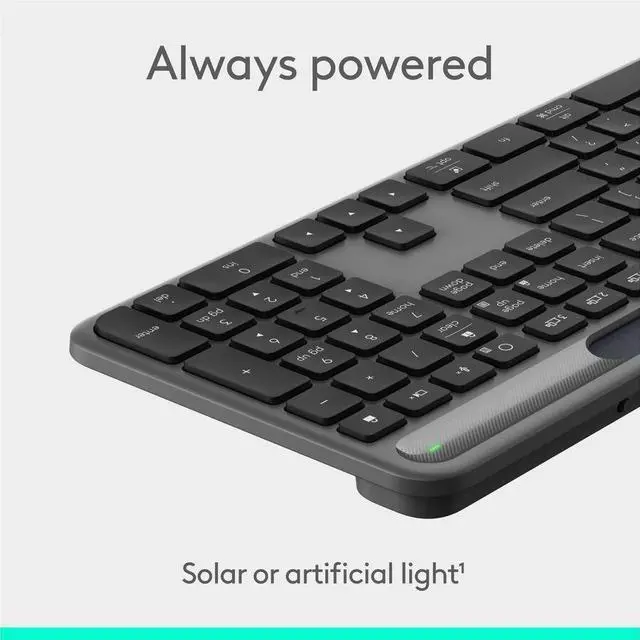 Alt view image 10 of 14 - Logitech Signature Slim Solar+ Wireless Bluetooth Keyboard Graphite 920013755