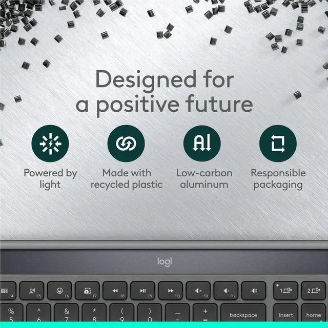Alt view image 11 of 14 - Logitech Signature Slim Solar+ Wireless Bluetooth Keyboard Graphite 920013755