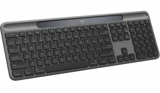 Main image of Logitech Signature Slim Solar+ keyboard for Mac, solar and artificial light powered, durable battery that lasts up to 10 years, customizable keys, Bluetooth, Graphite - Wireless Connectivity - Bluetoo