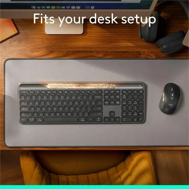 Alt view image 12 of 14 - Logitech Signature Slim Solar+ Wireless Bluetooth Keyboard Graphite 920013755