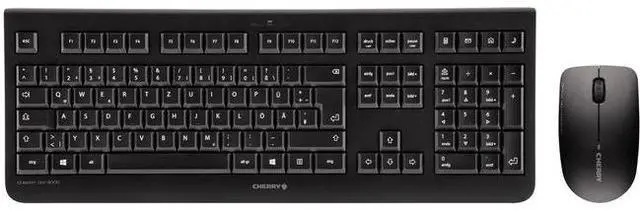 Main image of CHERRY DW 3000 Wireless Keyboard & Mouse Set - French Layout - Black - USB Wireless RF - Optical - 1200 dpi - 3 Button - Scroll Wheel - Calculator, Email, Browser, Sleep Hot Key(s) - Symmetrical -
