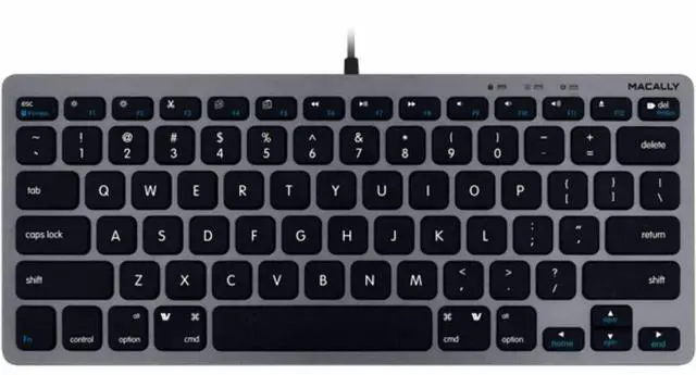 Alt view image 3 of 8 - Macally USB C Mac Keyboard - Cable Connectivity - USB Type C Interface - 78 Key(s) - Mac OS - MacBook, iPad, iMac - Mac, PC - Space Gray