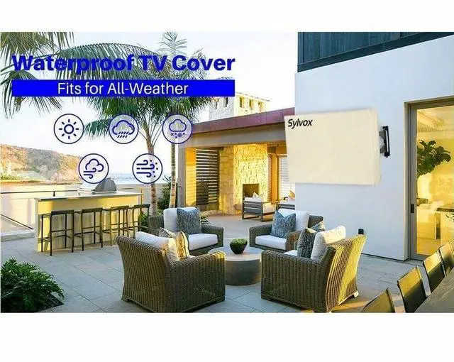 Alt view image 4 of 8 - SYLVOX OT65A1COVER Protective Cover - Supports TV - 32.3" Height x 56.3" Width x 4.9" Depth - Water Proof, Sunlight Resistant, Dust Proof, Abrasion Resistant, Remote Control Pocket, Wea
