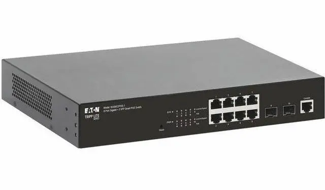 Main image of Tripp Lite series NGS8C2POE-1 Ethernet Switch - 8 Ports - Manageable - Gigabit Ethernet - 1000Base-SX, 1000Base-LX, 10/100/1000Base-T - 3 Layer Supported - 2 SFP Slots - 171 W Power Consumption - 140