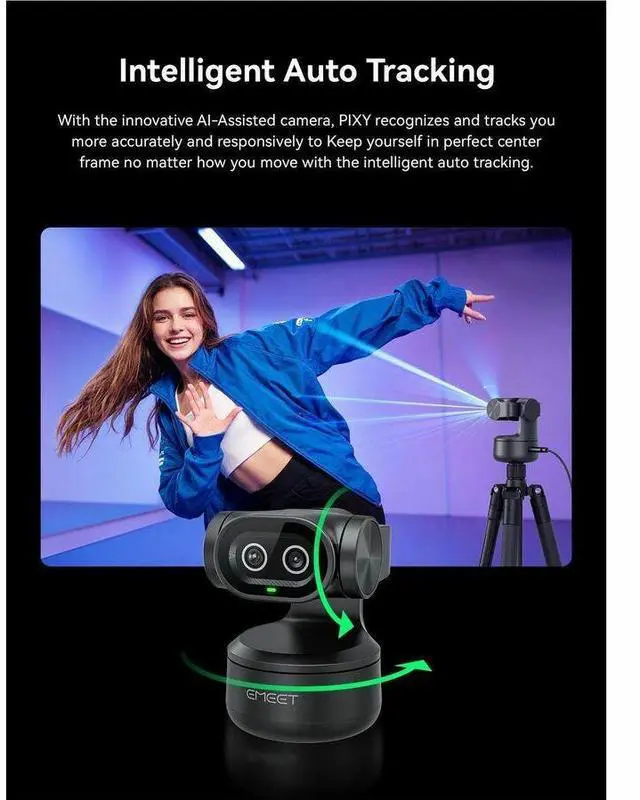 Alt view image 7 of 7 - EMEET Pixy Dual-lens 4K PTZ Webcam with Gesture Control and Auto Tracking, Work with EMEET STUDIO - 4K - 3840 x 2160 Video - PTZ