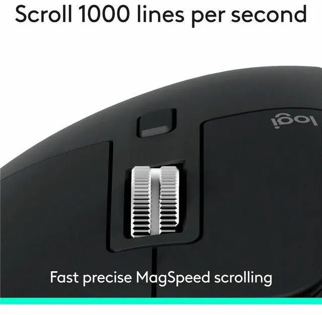 Alt view image 5 of 8 - Logitech MX Master 3S Performance Wireless Mouse with Ultra-fast Scrolling Ergo 8K DPI Track on Glass Quiet Clicks Bluetooth Windows Linux Chrome Black 910007500