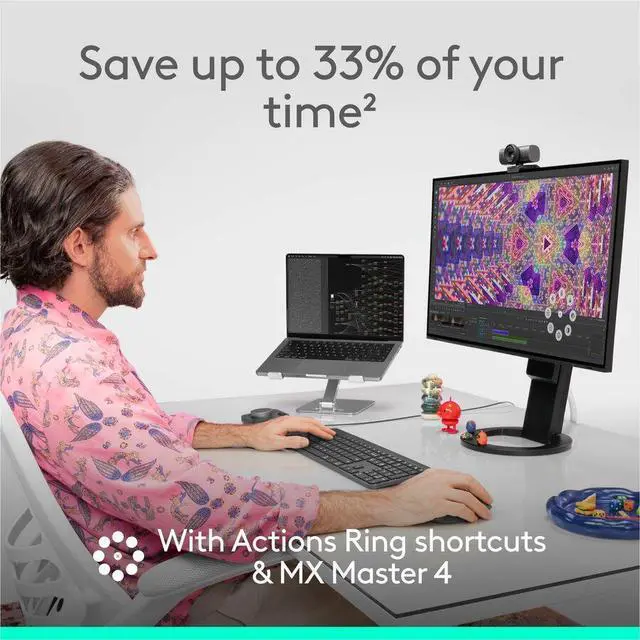Alt view image 4 of 8 - Logitech MX Master 4 Ergonomic Wireless Mouse with Advanced Performance Haptic Feedback Ultra-Fast Scrolling USB-C Charging Bluetooth Windows MacOS black 910007560
