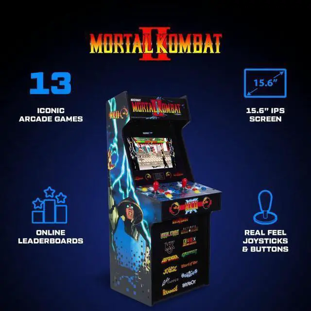 Alt view image 3 of 7 - Arcade1Up Mortal Kombat II Classic SE Arcade Machine - WiFi Leaderboards to challenge the world - 13 Classic Games - 15.6? IPS Color Monitor - Dual Speakers for crisp arcade sound - Real feel Joystick