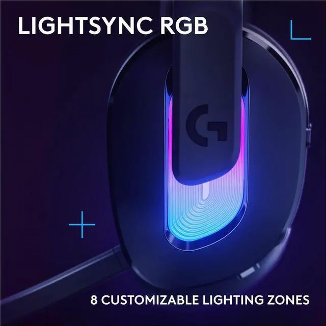 Alt view image 3 of 14 - Logitech G522 LIGHTSPEED Wireless Gaming Headset, LIGHTSYNC RGB, Full Bandwidth Mic, Advanced Synchronized Audio, Tri-Connectivity with LIGHTSPEED, Bluetooth, Black - Stereo - USB Type A, USB Type C -