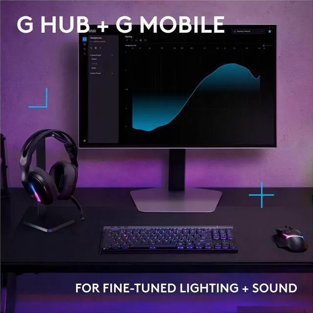 Alt view image 5 of 14 - Logitech G522 LIGHTSPEED Wireless Gaming Headset, LIGHTSYNC RGB, Full Bandwidth Mic, Advanced Synchronized Audio, Tri-Connectivity with LIGHTSPEED, Bluetooth, Black - Stereo - USB Type A, USB Type C -