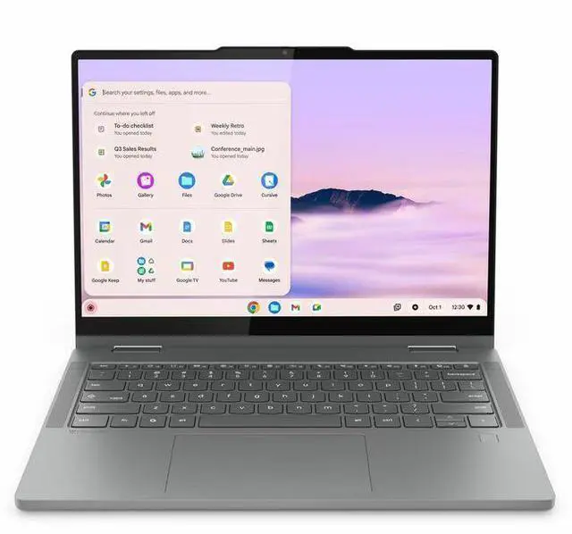 Main image of Lenovo 14IRU10 83LL000GUS 14" Touchscreen Convertible Chromebook - Intel Core 7 250U (1.80 GHz) - 16 GB - 512 GB SSD - Webcam - IEEE 802.11ax Wireless LAN Standard - ChromeOS - Luna Gray