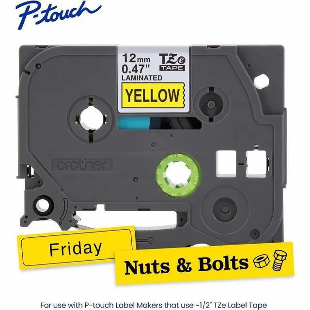 Alt view image 12 of 14 - Brother Genuine P-Touch TZE-631 Tape, 1/2" (0.47") Standard Laminated P-Touch Tape, Black on Yellow, Laminated for Indoor or Outdoor Use, Water Resistant, 26.2 Feet (8M)