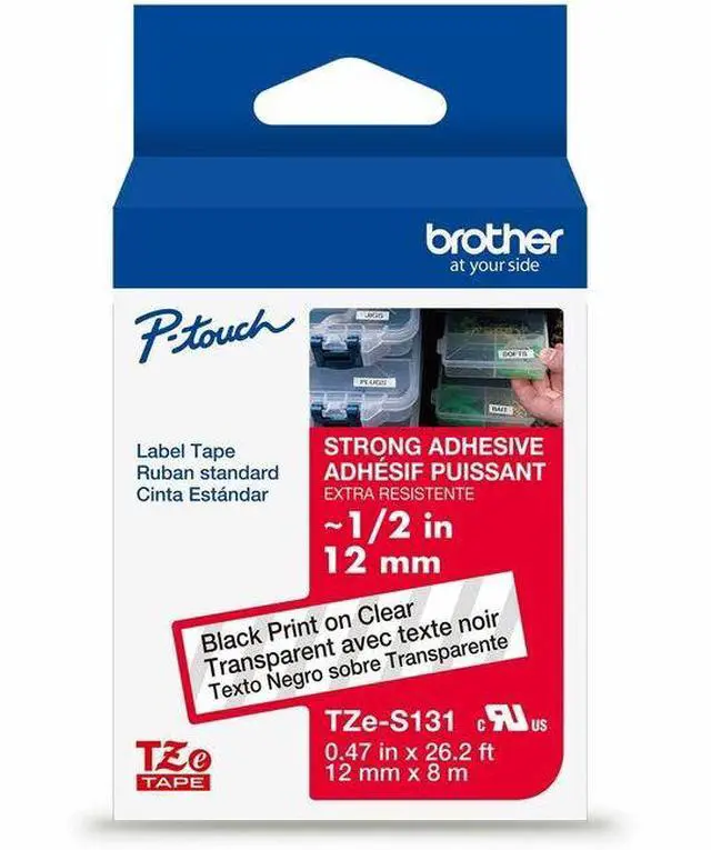 Alt view image 7 of 13 - Brother Genuine P-touch TZeS131 BK on CLR Label Tape Strong Adhesive Lam. 12mmX8m
