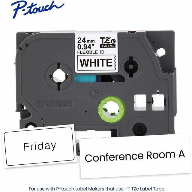 Alt view image 6 of 9 - Brother Genuine P-Touch TZe Black Print on Yellow Label Tape (TZeFX651), Flexible ID Laminated, ~1in x 26.2ft (24mm x 8m), for Select P-Touch Label Makers, Durable, Cable Wrap, Water-Resistant