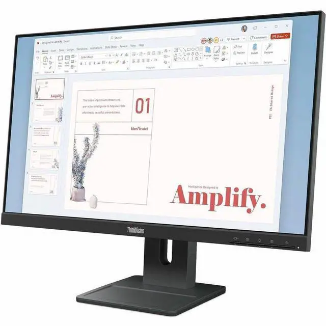 Alt view image 2 of 9 - Lenovo ThinkVision E24-40 24" Class Full HD LED Monitor - 16:9 - Raven Black - 23.8" Viewable - In-plane Switching (IPS) Technology - WLED Backlight - 1920 x 1080 - 16.7 Million Colors - 250