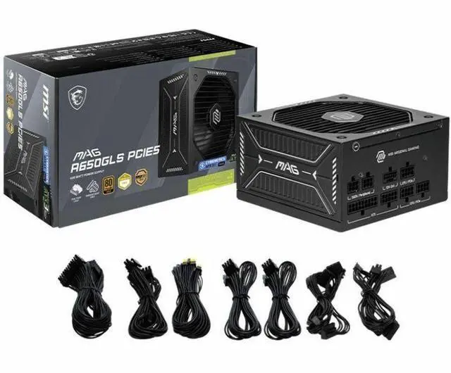 Alt view image 8 of 17 - MSI MAG A650GLS PCIE5, Fully Modular Compact Gaming 650W Power Supply, 80+ Gold, ATX 3.1 & PCIe 5.1 Ready, Native Dual-color 12V-2x6 cable, Low-Noise, Embossed Jacket Cables, 10 Year Warranty