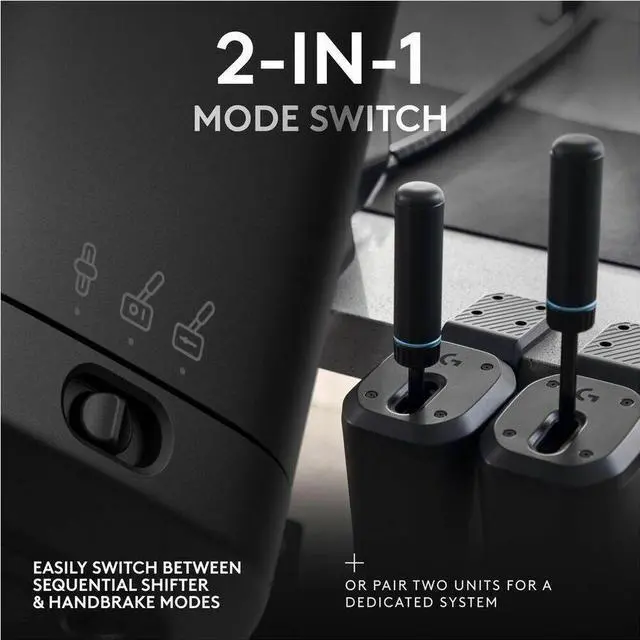 Alt view image 5 of 8 - Logitech G RS Sim Racing Shifter and Handbrake With Easy Mode-Switching Height-Adjustable Handle and Table Clamp for G and PRO Series Wheels PS Xbox and PC Racing Units 941000242