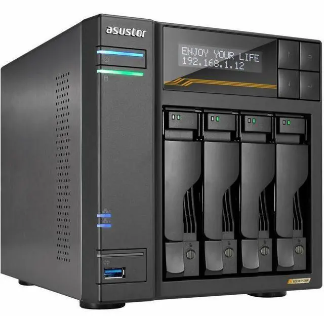 Alt view image 10 of 14 - Asustor Lockerstor 4 Gen3 AS6804T 4 Bay NAS, Quad-Core 2.3GHz CPU, Dual USB 4 Ports, Dual 10GbE Ports, Dual 5GbE Ports, 16G ECC RAM DDR5, Four M.2 SSD Slots (Diskless)