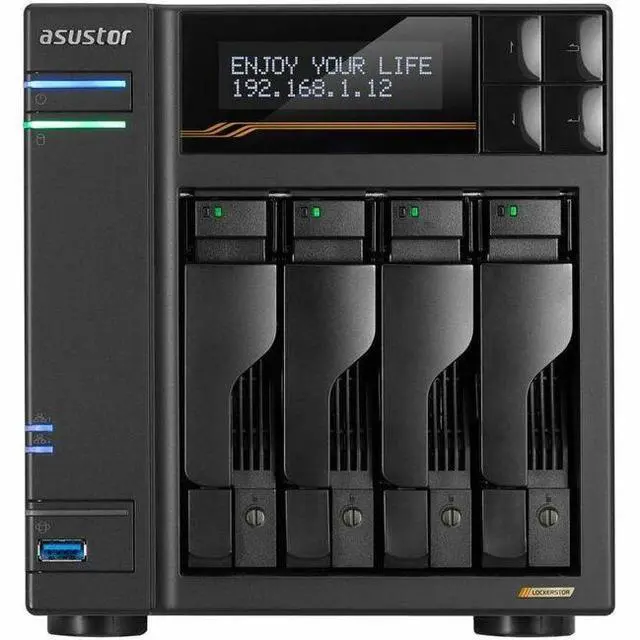 Alt view image 9 of 14 - Asustor Lockerstor 4 Gen3 AS6804T 4 Bay NAS, Quad-Core 2.3GHz CPU, Dual USB 4 Ports, Dual 10GbE Ports, Dual 5GbE Ports, 16G ECC RAM DDR5, Four M.2 SSD Slots (Diskless)